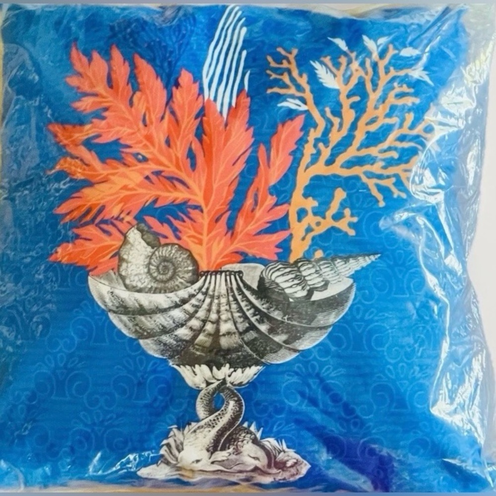 Fragonard Parfumeur Home Accent Pillow-Vibrant Coastal Coral Theme-NEW IN BAG